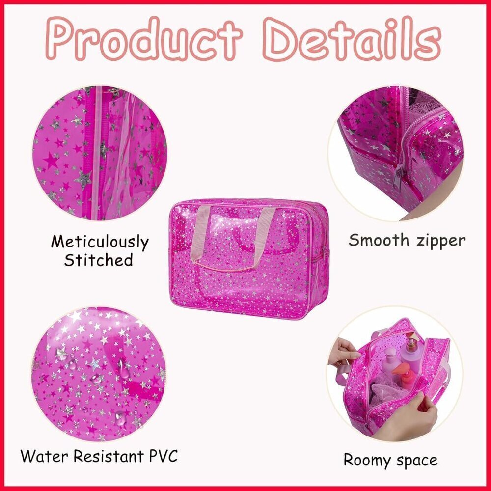 Clear PVC Star Large Cosmetic Bag, Transparent Large Zippered Opening Makeup Bag - Picture 5 of 6